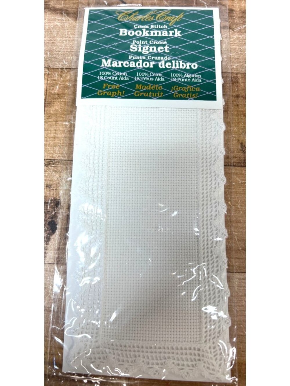 Charles Craft Cross Stitch Bookmark 18 Count Aida 100% Cotton White